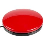 Red colored, large wired switch featuring a 4.5-in/11.5-cm activation surface 