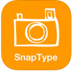 SnapType logo featuring a hand-drawn camera on a yellow square. Below that the company name is written.