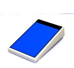 Wedge-shaped rectangular pad with white border and solid blue fill for placement of soundcards.