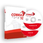 COBRA 11 software packing, including two red and white branded discs with packaging, both of which spell out COBRA in braille.