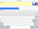 Screenshot of ClaroCom keyboard with word prediction on iPad.
