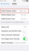 Screenshot of iOS menu to enable Braille Screen Input.