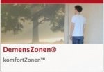 a man looking out of a window at a tree with the words "DemensZonen komfortZonen" underneath