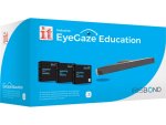 Blue and white rectangular EyeGaze Education box with images of the eyegaze tracking bar and the three software packages included.
