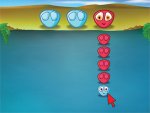Mouse game with blue and pink circular face animations to click.