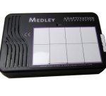 Medley device with 2x8 grid of white squares to right of speaker output. Logo displayed across top of grid.