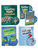 The full collection of workbooks and CDs included in the set Enhance: Math Skills.