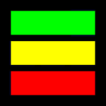 Large rectangular image with three colored vertical bars surrounded by a black border.