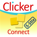 Square image with yellow background on bottom and three yellow squares and the words Connect and S-Stix, and the word Clicker on the top half against a white background.