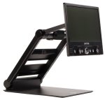 A 13-inch monitor attached to a foldable stand with space beneath the screen for placing documents to magnify them.