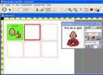 Screenshot of Windows program window with a menu bar at the top and various symbols/illustrations being input into a grid. The gridmaker program resembles a word processing application.