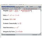 A Windows word processing software application, with various equations typed in red font.
