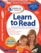 Red box with "Learn to Read" printed prominently in blue font. Below the title is an image of a mother and daughter reading a book.