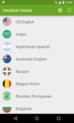 Screenshot of an Android app menu screen, with several different language options listed.
