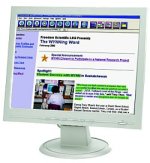 A white computer monitor displaying a web article with various portions of the text highlighted.