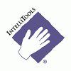 An illustration of a hand on top of a purple diamond shape and the IntelliTools brand name across the top left side. 