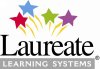The Laureate Learning Systems Logo: four shooting stars (one red; one blue; one lime green; and one purple) are shown above the word "Laureate, which is printed in black font. Beneath, the words "Learning Systems" in white font against a medium-grey background.