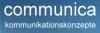 Communica Kommunikationskonzepte logo showing a blue rectangle with white the company's name in white lower case letters. 