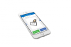 A smartphone with an icon of a hand opening an envelope with a label at the top of the screen that reads "Alarm".