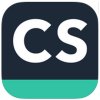 CamScanner logo featuring a dark gray slate-colored square with rounded corners with the bottom fifth of it blue-green. On it are the thick white capital letters: "C", "S".