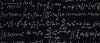 Scientific document covered in various formulas in white text on a black background.