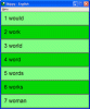 Screenshot of word prediction menu in green.