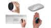 Various models of mini mice. Two of the models are smaller than the palm of an average-sized hand. One model appears to have a thin, flat profile. The fourth model is small enough to fit on the bottom right corner of a laptop next to the built-in trackpad.