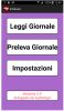 A purple screen displaying several Italian news headlines in bold, black font against white backgrounds.