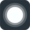 The Assistive Touch app icon in black background, it has three concentric circles in white, light and dark grey color. 