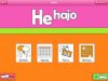 He hajo app menu featuring four rectangular buttons with the options speak, memory, photos, and agenda.