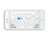 Remote Mouse on a smartphone device featuring an onscreen keyboard that takes the full display area in landscape. 