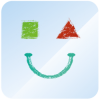CommunicoTool 2 logo. It features an illustration of a smiley face. The left eye is a green square. The right eye is a red triangle. The smiley face is drawn in the style of a children's crayon drawing.