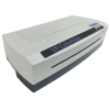 White Braille printer with slots on top and bottom for paper feeding, and controls on right side.