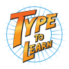 Type to Learn logo, which features bright orange font in front of a blue "sunburst" circle.
