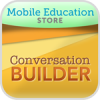 ConversationBuilder app icon, with company name listed in a lime green band at the top, and the app's name written at the bottom against an orange background.