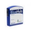 Medium-sized, rectangular, and blue device, with the "BlueHub" logo on the front. Includes view of jacks along the side.