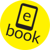 A graphics logo with the word "e book" in black font and a simple, black illustration of an e-reader. The letter "e" is written over the screen of the e-reader illustration. There is a bright yellow circle in the background of the graphic.