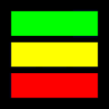 Large rectangular image with three colored vertical bars surrounded by a black border.