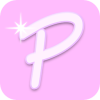 Pink square with a capital P in the middle and a white star on the top left of the P.