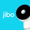The Jibo logo, a bright blue background with an image of a white, circular robot and the word "jibo" in white font.