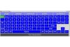 On-screen keyboard with keys with a blue background.