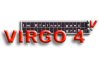 Virgo 4 logo with read text and a grid of letters behind it.